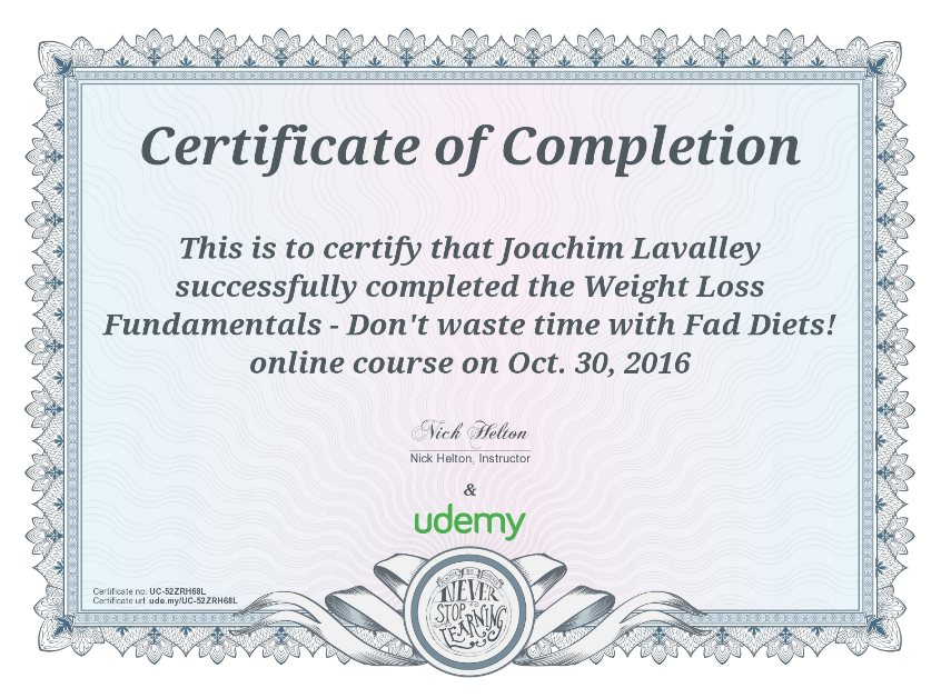 udemy certificate sample
